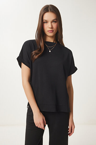 Happiness İstanbul Women's Black Comfortable Knitted Bottom-Top Suit Ci00116