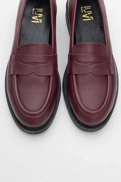 LuviShoes Дамски мокасини от естествена кожа Pline Burgundy Skin