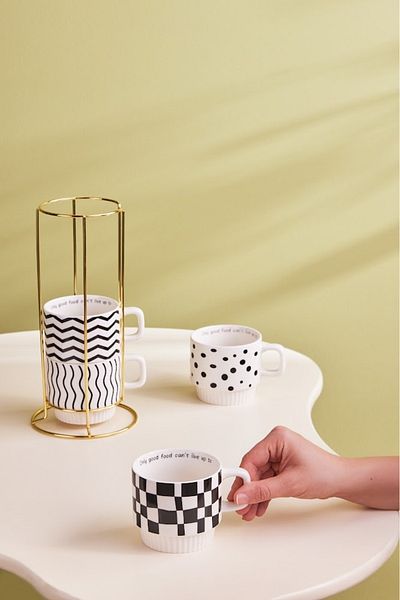 Karaca Molly 4-Piece Mug/Teacup with Stand 380 ml