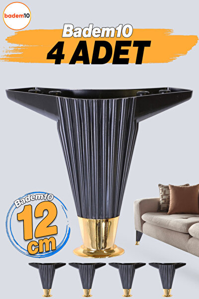 Badem10 Wetra Line Mobilya Kanepe Koltuk Ayağı Ayakları Siyah Gold 12 Cm (4 A...
