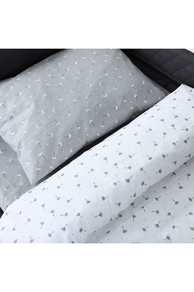 Huggy Gray Baby Park Bed and Crib Compatible Duvet Cover Set – 100% Cotton, 60X120 / 70X110