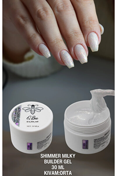 QBEE PROFESSIONAL 30ml Protez Tırnak Jeli Builder Gel Shimmer Milky