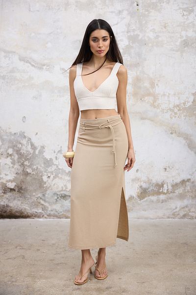 Trendyol Collection Спідниця з поясом Starka зі змішаного полотна довжиною максі ткана TWOSS25ET00124