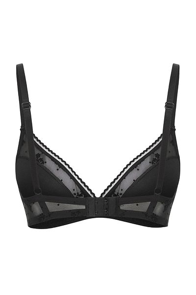Edit by Trendyol Black Slice Tulle Detailed Micro Knitted Bra Tedss25Su00004