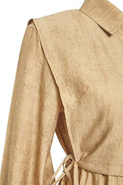 Edit by Trendyol Beige Two-Piece Linen Look Woven Dress Tedss25Eb00000