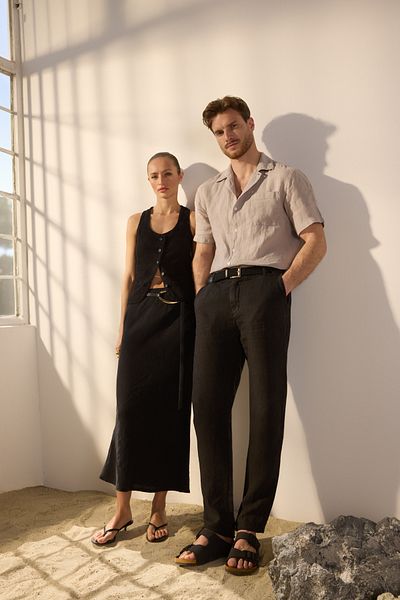 Trendyol Collection Περιορισμένη έκδοση Stone Linen Reguler Fit πουκάμισο TMNSS25GO00056