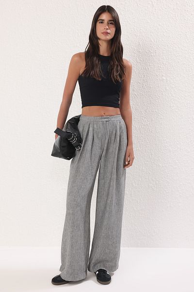 Trendyol Collection Gray Wide Leg Woven Pants Twoss25Pl00107