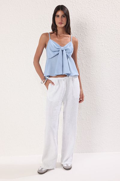 Trendyol Collection Ανοιχτό μπλε φιόγκος επιστημονική μπλούζα TWOSS25BZ00249