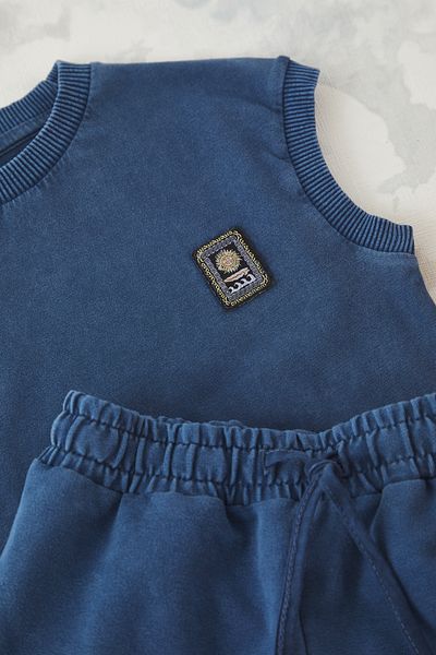 TRENDYOLKIDS Indigo Male Child Cotton Extreme Effect Basic Sleeveless Bottom-Top Suit Tkdss25Au00026