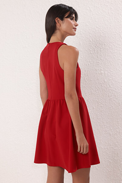 Trendyol Collection Red Button Detail Mini Woven Dress Twoss25El00802