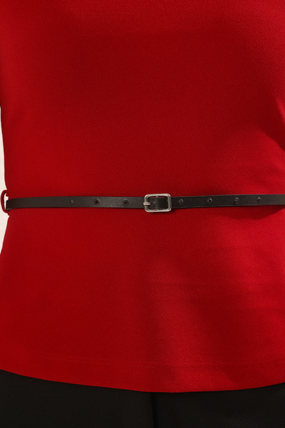 Trendyol Collection Burgundy Belted Fitted/Body Fitted Knitted Blouse Twoss25Bz00022