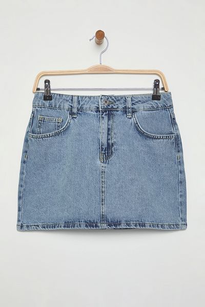 Trendyol Collection Fusta albastră mini din denim TWOSS25ET00169