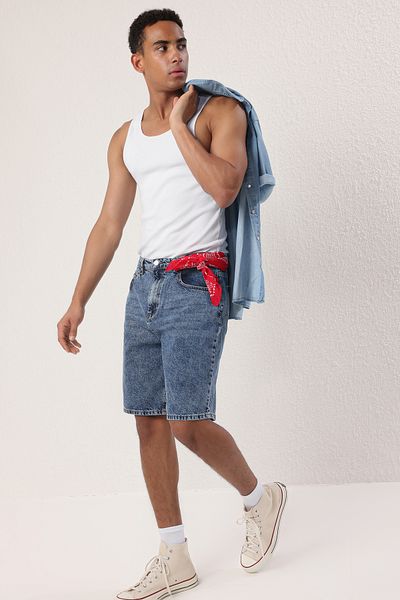 Trendyol Collection Modré Baggy Fit More Sustinable džínové šortky TMNSS25SR00054