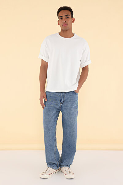 Trendyol Collection Біла унісекс футболка преміум-класу BoxySquare Cut товстого крою TMNSS25TS00080