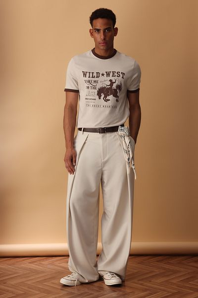 Trendyol Collection Μοντέρνο Herritage βαμβακερό μπλουζάκι 100% τουρκικό υλικό TMNSS25TS00126
