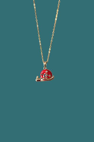 AurorAccessory Steel Zircon Stone Snail Model Gold Chain Necklace 45 cm