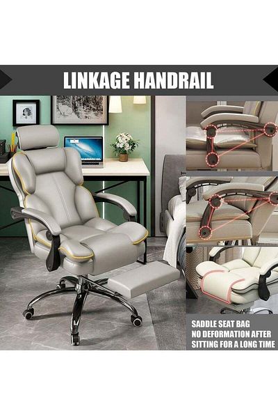 COOYA Computer Chair, Ergonomic, With Footrest, 65x65x130cm, Suitable For Home Office, White