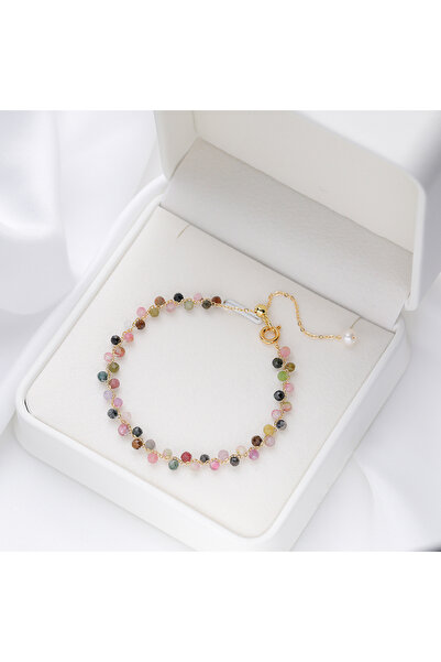 Choice سوار تورمالين طبيعي من الحجر الطبيعي 3 مم بطول 16-20 سم للنساء على اليد مجوهرات حفلات الزفاف