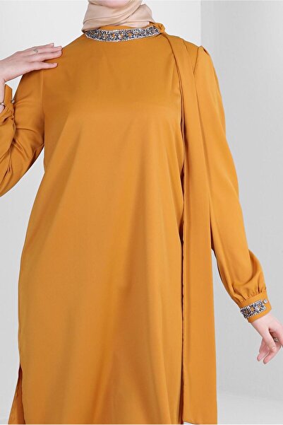 Alvina STONE EMBROIDERED COLLAR BINDING DETAIL TUNIC 43527