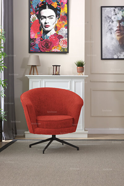 LOVİSSE HOME 360 Turuncu Döner Berjer - Modern Tekli Koltuk