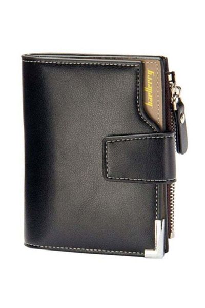 Generic baellerry Tri-Fold Zippered Mens Wallet Black
