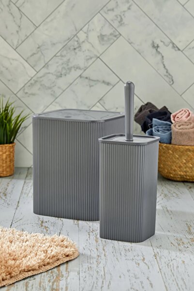 Kitchen Line Square Dustbin - 2'Erlio Toilet Brush Set Dark Gray 5Litre
