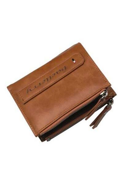 HALAMODO Double Zipper Leather Wallet Brown