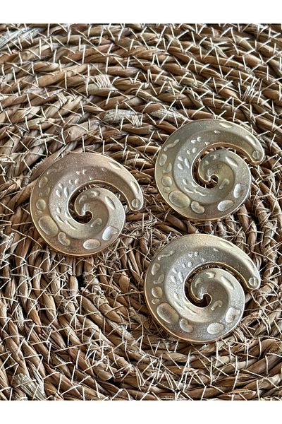 ODDA TASARIM ATÖLYESİ Spiral Model Gold Extra Large Size 3 Button Set (4cm)