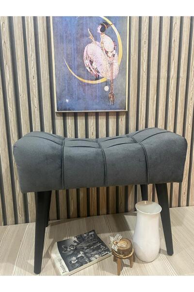 Arkın Puf Antrasit Gri Renk Siyah Ahşap Ayak ,çima Dikiş Ince Işçilik Modern ...