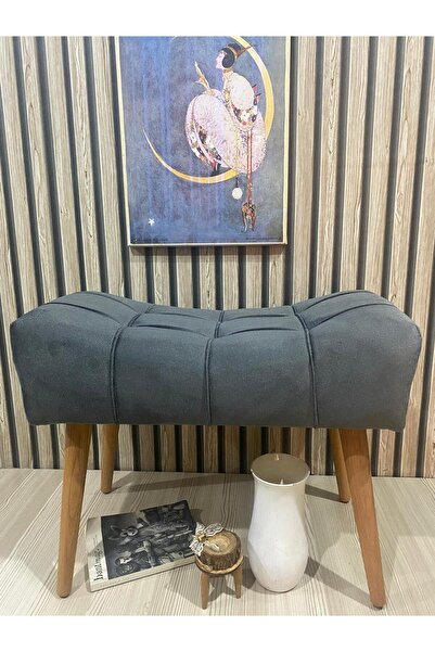Arkın Puf Antrasit Gri , Ahşap Ayaklı ,spor Puf , Modern Tasarım 33049