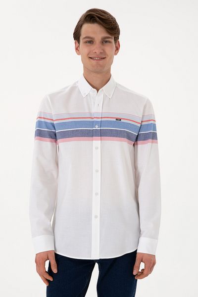 U.S. Polo Assn. Ανδρικό γαλάζιο μακρυμάνικο πουκάμισο 50300216 -VR003