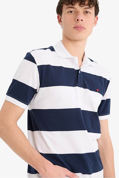 DeFacto 100% Cotton Regular Fit Striped Short Sleeve Polo T-Shirt D7934Ax25Sp