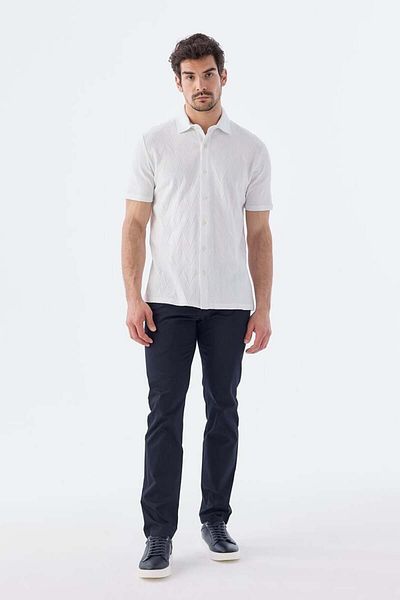 Jakamen T-Shirt με πέτο πουκάμισο Ecru Slim Fit