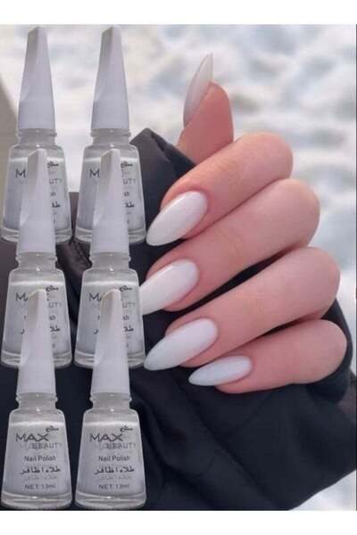 Max Beauty طلاء أظافر أبيض من 6 قطع