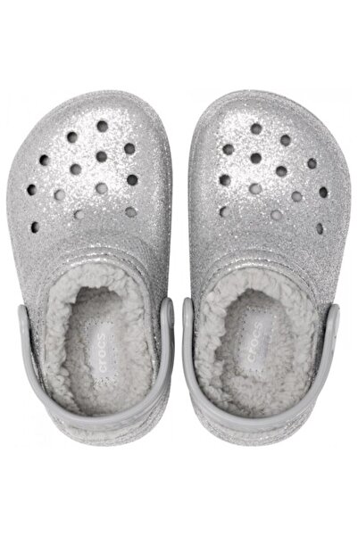 Crocs Saboti classic glitter lined clog kids - silver