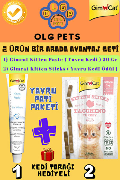 Gimcat Kitten Paste + Gimcat Kitten Sticks ( Kedi Tarağı Hediyeli, Yavru Kedi...