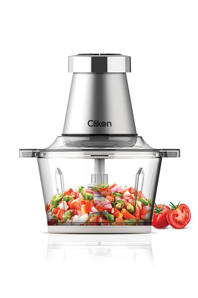 CLIKON 2L Electric Food Chopper, Garlic Peeler, 2-Speed, SS Blades, 350W, 2-Year Warranty, CK2643