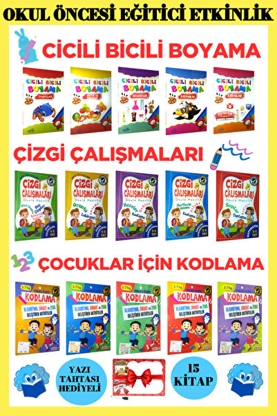Okul Öncesi Eğitici Etkinlik Seti: Boyama + Çizgi Çalışmaları + Kodlama