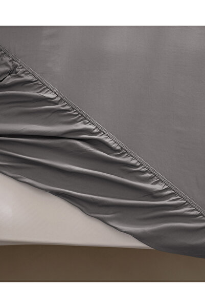 Madame Coco Ciel King Size 100% Cotton Elastic Satin Bed Sheet - Gray