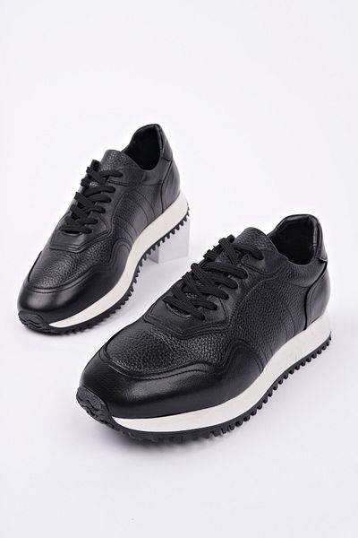 MUGGO Harwil Thick Sole Lace-Up Genuine Leather Men's Casual Sneaker Sports Shoes