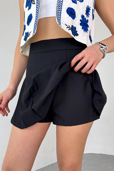 Cappmoda ETK-02335 Fusta mini cu pliuri negre