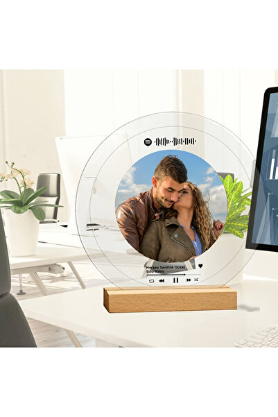 fotoremzi KİŞİYE ÖZEL FOTOĞRAFLI SPOTİFY BARKODLU ŞEFFAF PLAK SEVGİLİYE ARKAD...