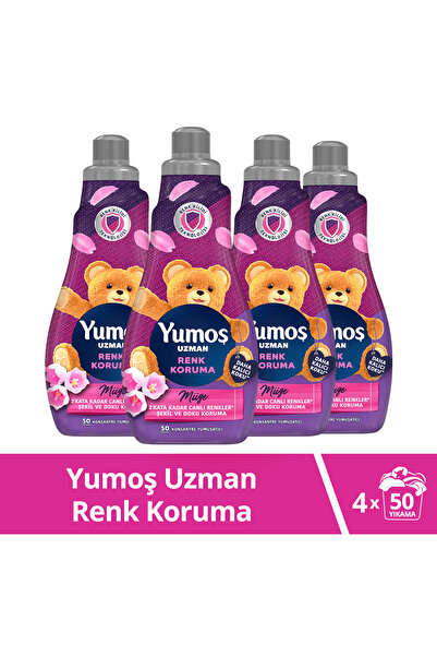Yumoş Uzman Konsantre Çamaşır Yumuşatıcısı Renk Koruma Kalıcı Koku 50 Yıkama 1200 ml X4
