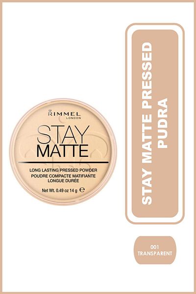 RIMMEL LONDON مسحوق - مسحوق مضغوط غير لامع 001 شفاف 14 جم3607345064505
