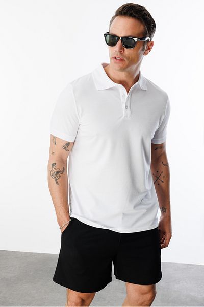 GENIUS STORE Tricou pentru bărbați din țesătură de bumbac, cu croiala normală, cu gât polo