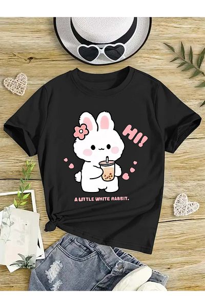 MYADA Tricou pentru fete premium cu imprimeu iepure 23573
