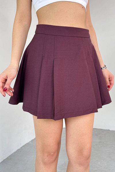 Cappmoda ETK-02335 Fusta mini cu pliuri de culoare prune
