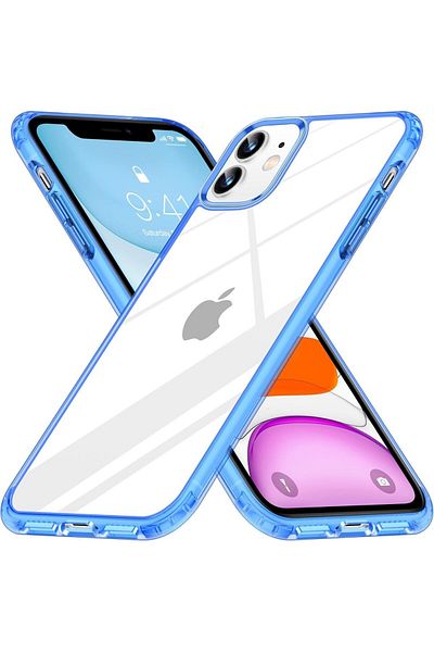 Vakoo Husă de protecție pentru iPhone 11, Tpu/PC, transparentă/albastră, 6,1 inci