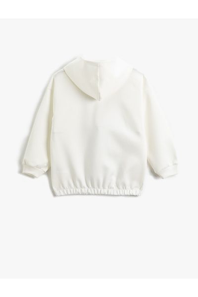 Koton Oversize Hooded Sweatshirt with Printed Sucuba Fabric Detail and Pockets