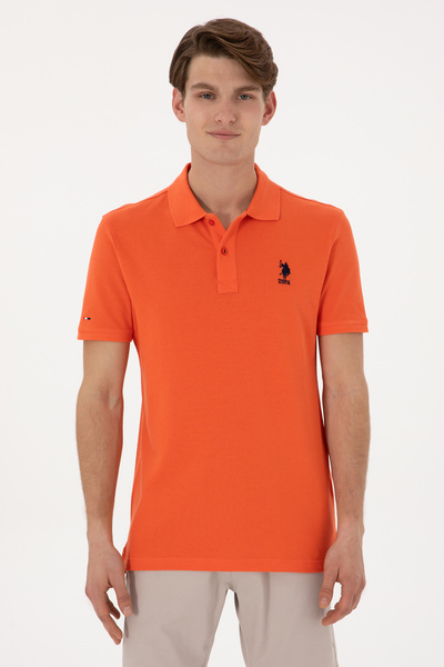 U.S. Polo Assn. تي شيرت رجالي ذو قصة ضيقة وياقة بولو وزهرة الرمان الأساسية 50...